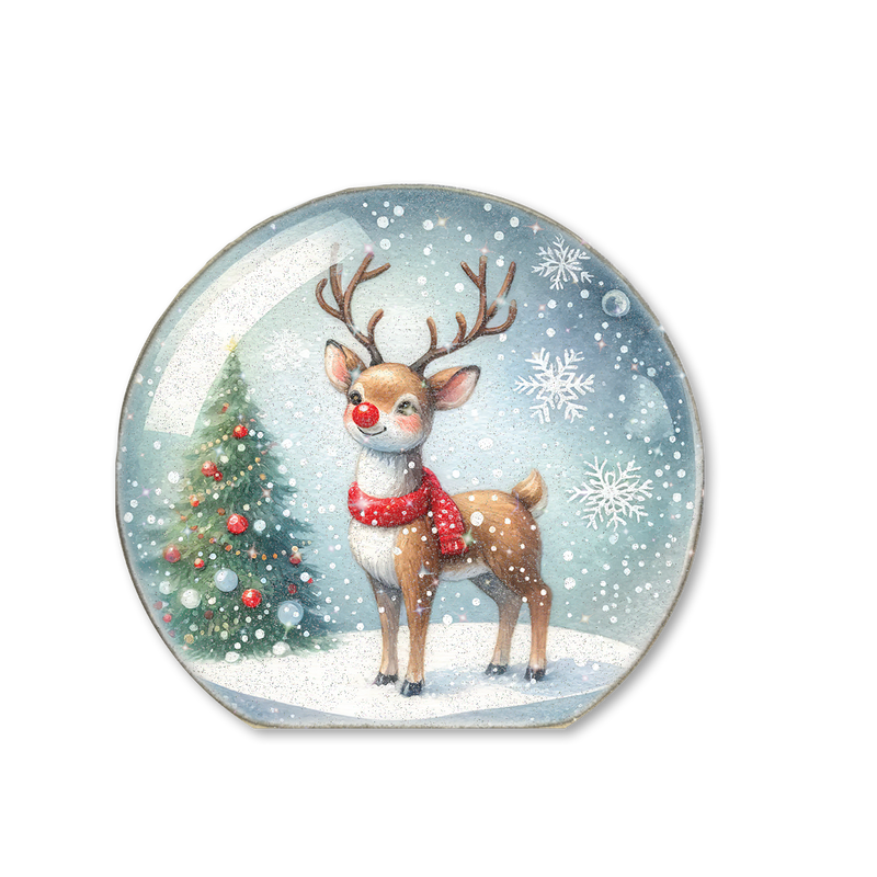SNOWGLOBE SITTER RUDOLPH (WITH GLITTER)