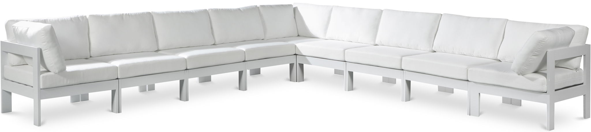 Nizuc - Outdoor Patio 9 Piece Modular Sectional With White Frame