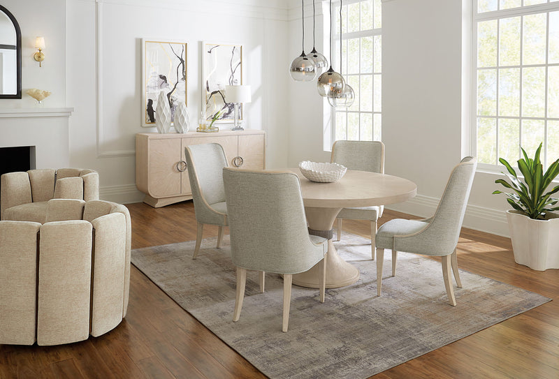 Nouvea Chic - Round Pedestal Dining Table - Light Brown / Beige