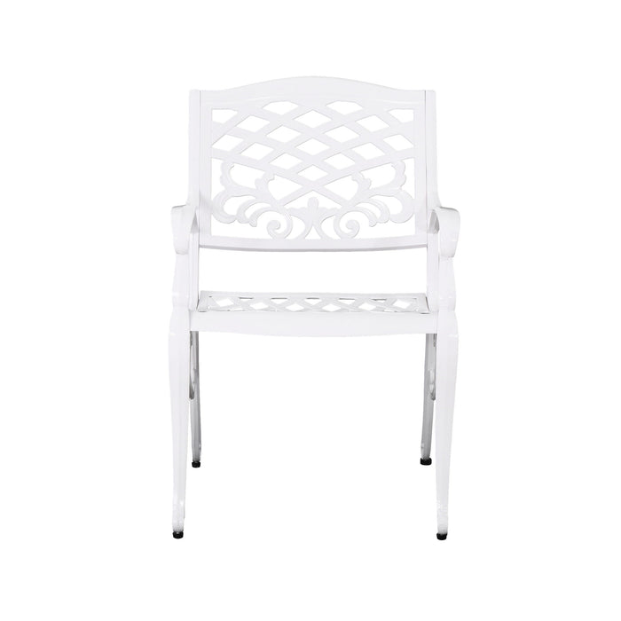 Unravel - Outdoor Arm Chair With Scroll Design And Floral Accents (Set of 2) - White