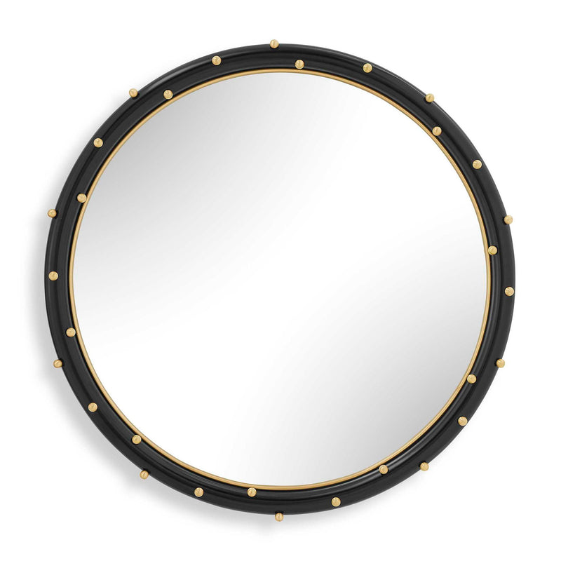 Helia - Round Mirror - Black / Brass