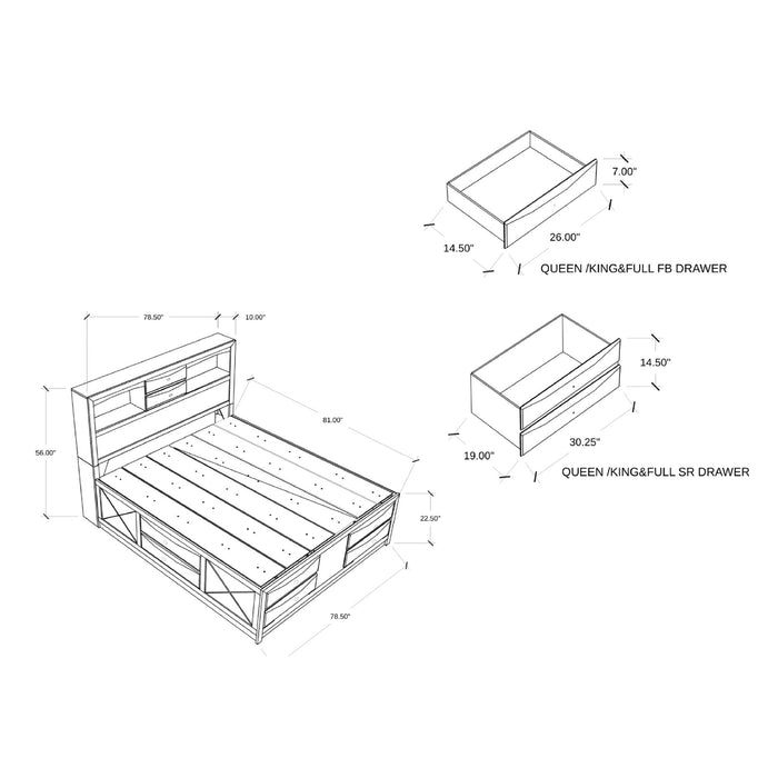 Lucille - Bed With Storage And Bookcase Headboard