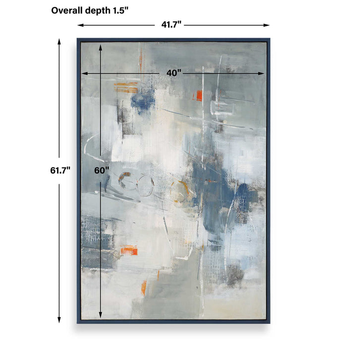 Blueprint - Hand Painted Modern Art - Black / Blue / Gold / Gray / Orange / White