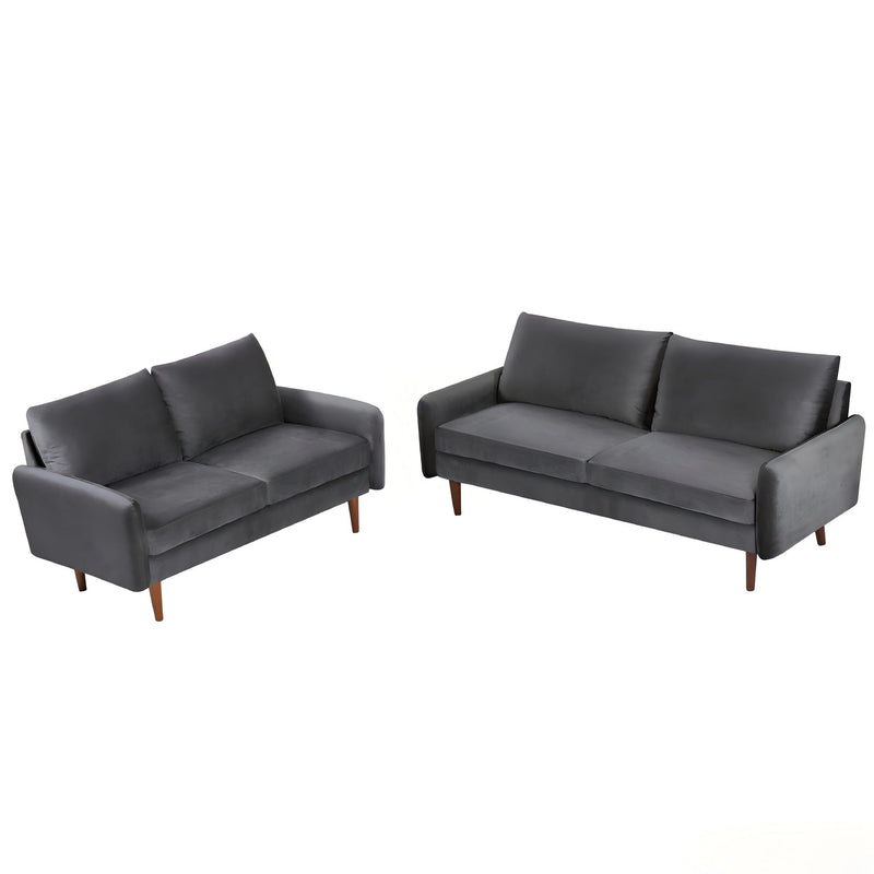 Kent - 2 Piece Sofa & Loveseat Set For Living Room - Gray