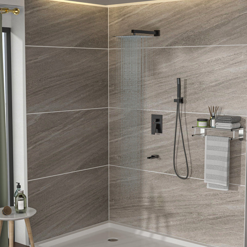10" Wall Mounted Square Shower System With Rough In Valve