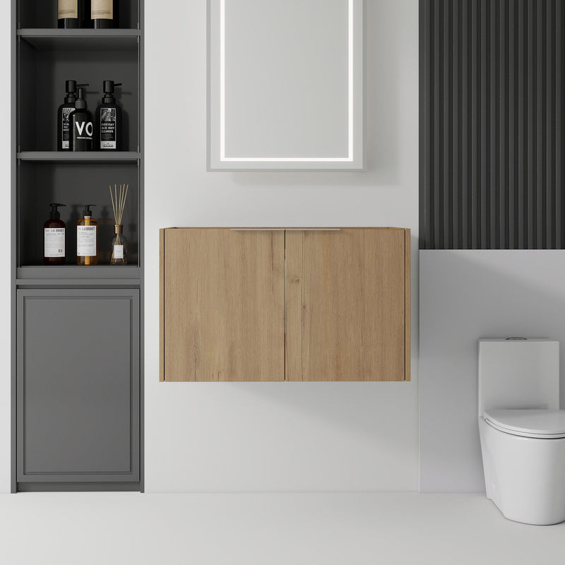 Floating Bathroom Vanity Cabinet With Soft Close Double Doors, Spacious Interior Storage, Wall Mounted, Cabinet Only