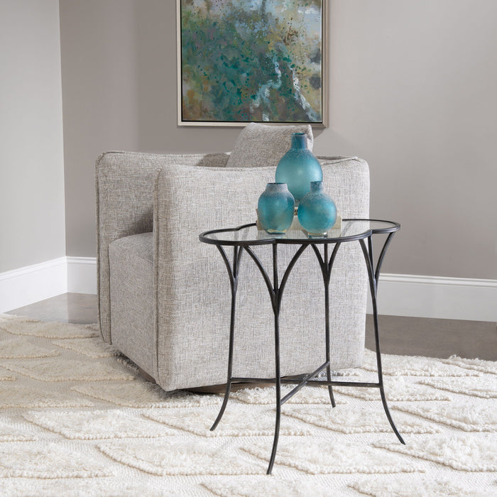 Adhira - Glass Accent Table - Black