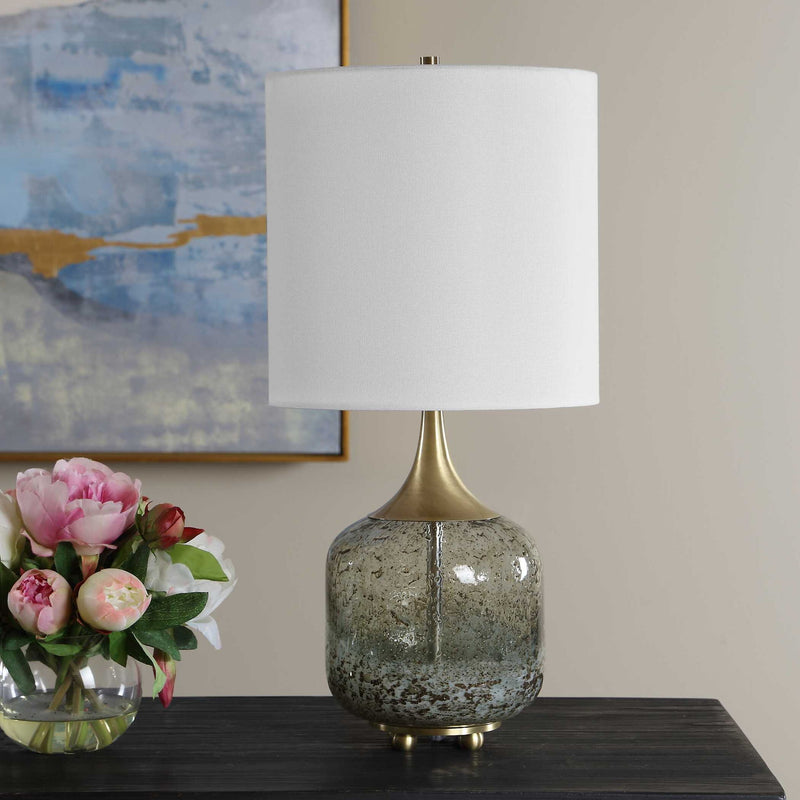 Glenn - Mottled Glass Table Lamp - Green