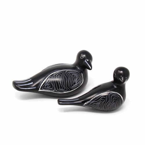 Soapstone Black Birds | Big & Little | Set of 2