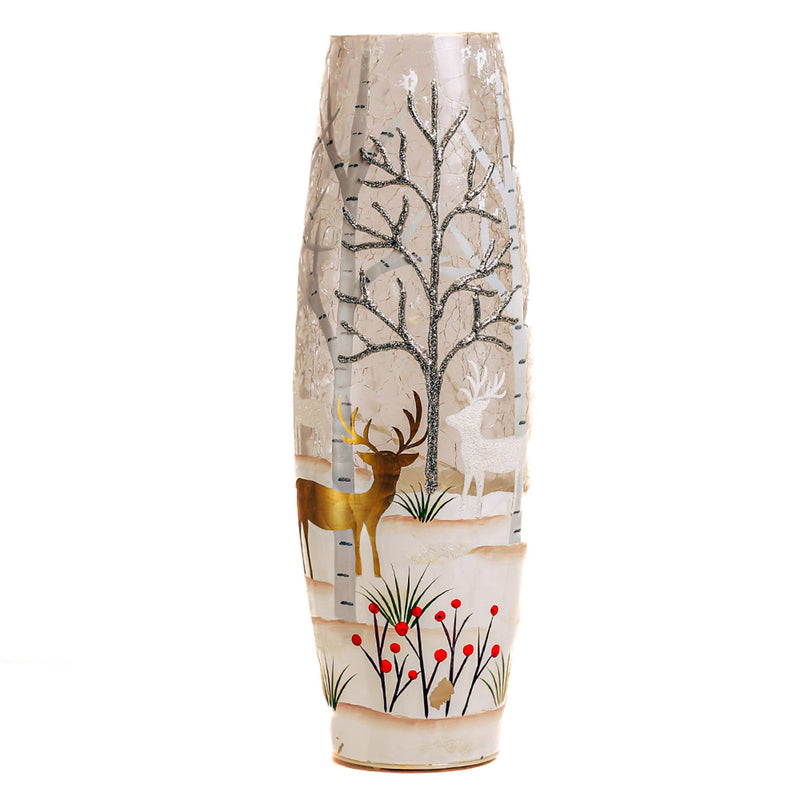 Silver & Gold Glass Vase with LED String Lights — Christmas, Holiday Decorations