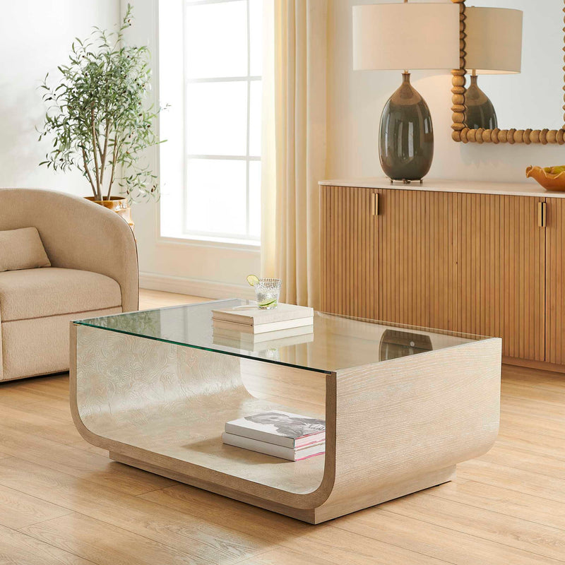 Maeva - Modern Glass Coffee Table - Woodtone