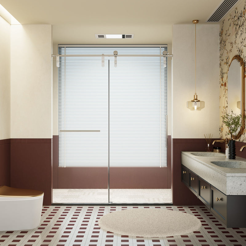 Frameless Single Sliding Shower Doors With Towel Rail & Handle