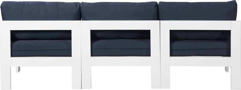 Nizuc - Outdoor Patio 3 Seat Armless Modular Sofa With White Frame