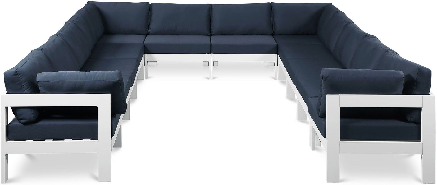 Nizuc - Outdoor Patio 12 Piece Modular Sectional With White Frame