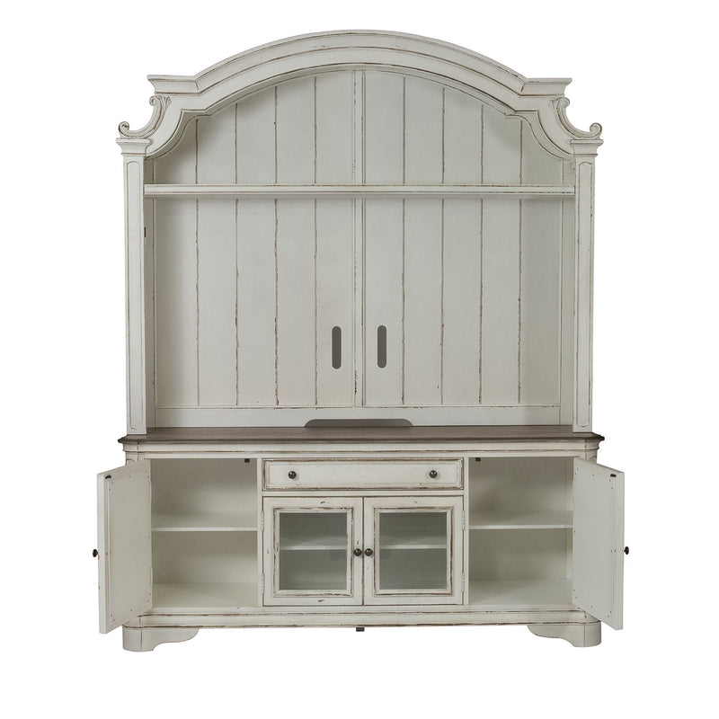 Magnolia Manor - Arched Entertainment Hutch - Antique White