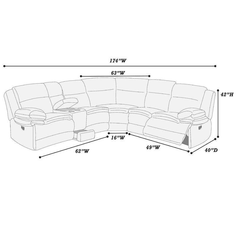 U-Shaped Sectional Sofa With Console Cup Holder, Storage Drawer, Manual Reclining