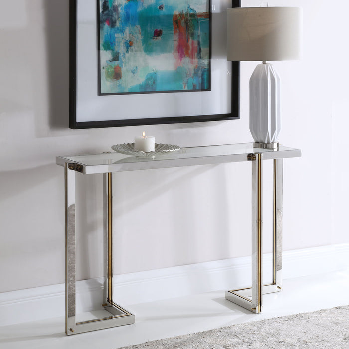 Locke - Modern Console Table - Pearl Silver