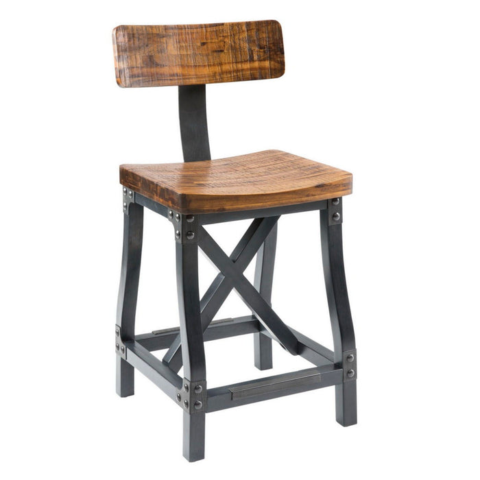 Industrial Counter Stool With Back Removable Solid Acacia - Amber
