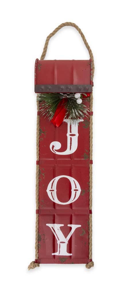 Joy Sled Christmas Metal Wall Sign