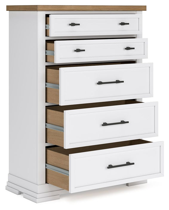 Ashbryn - White / Natural - Five Drawer Chest