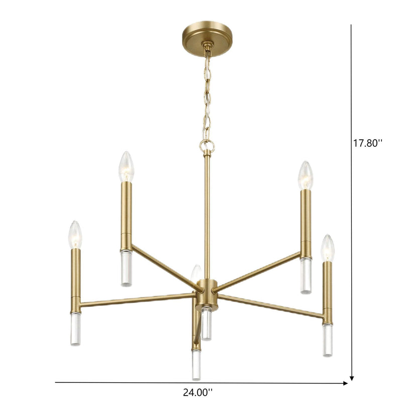 Courtyard - 5 Light Candle Chandelier - Clear / Gold