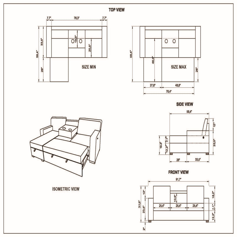 Territory - Pull Out Sofa Bed With Design - Dark Gray