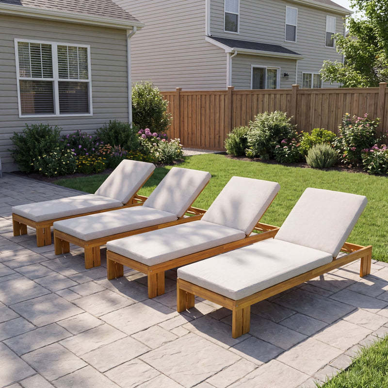 Outdoor Chaise Lounge With 5 Position Adjustable Backrest