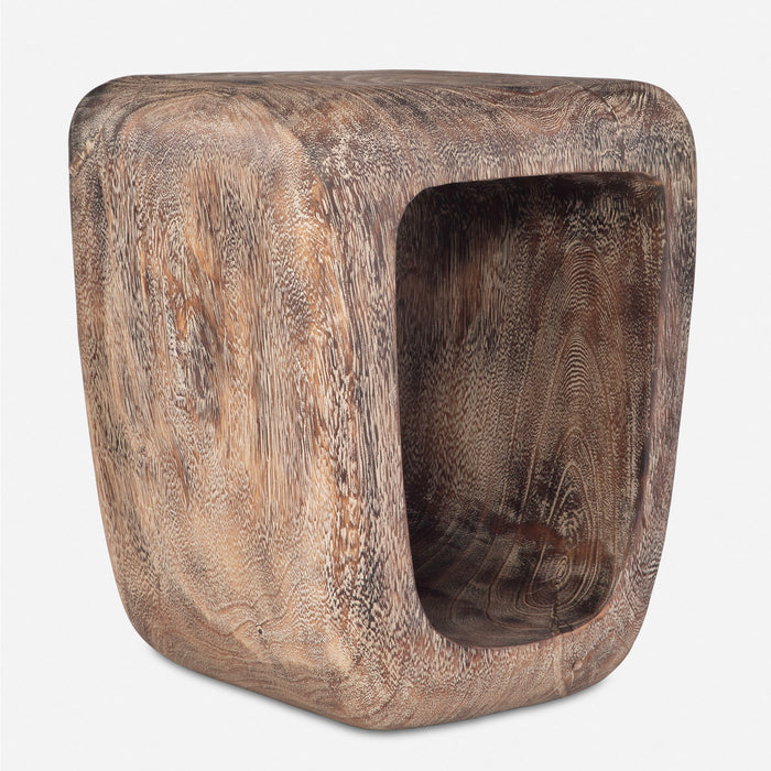 Loophole - Bleached Wash Accent Stool - Dark Brown