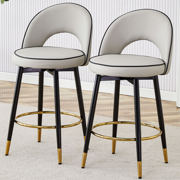 Modern Upholstered 360° Rotatable Bar Chair With Metal Legs For Dining Room (Set of 2)