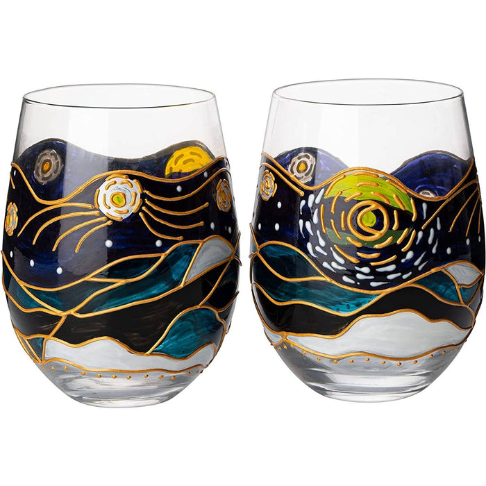 Van Gogh Artisanal Hand Painted Glasses | Set of 2