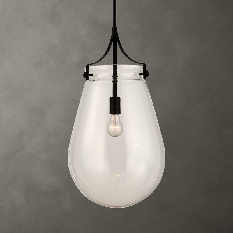 Dewdrop - 1 Light Glass Shade Pendant - Black