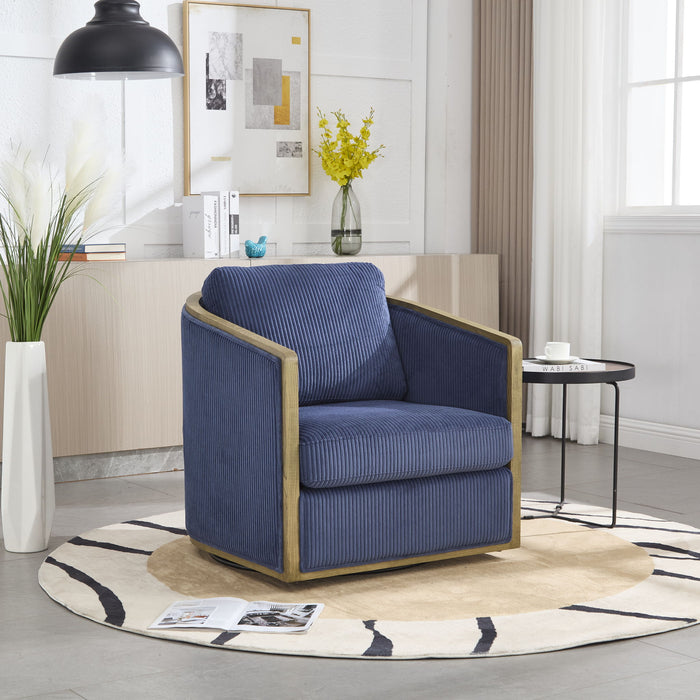 Corduroy Barrel Chair, 360 Degree Swivel