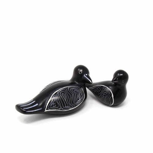 Soapstone Black Birds | Big & Little | Set of 2