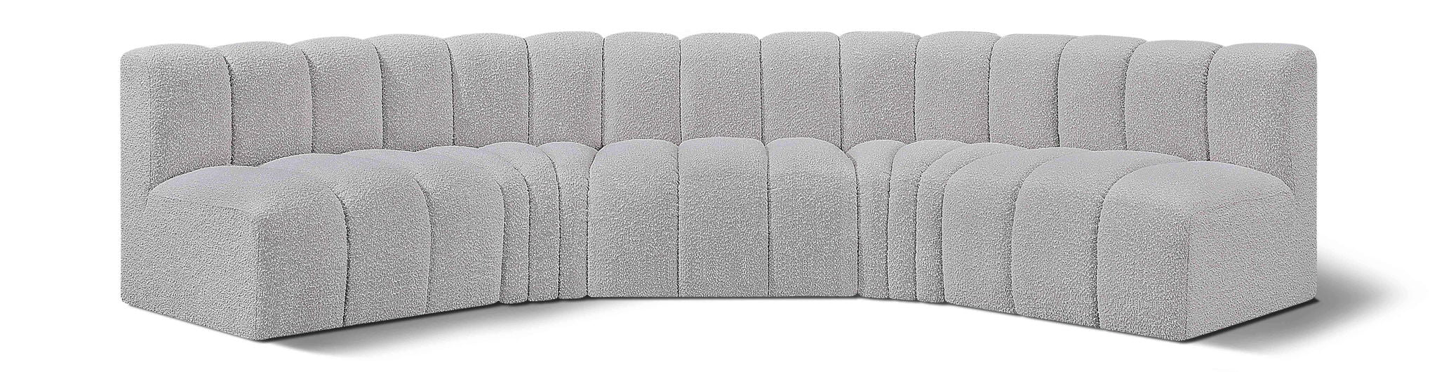 Arc - Boucle Fabric 5 Piece U-Shaped Modular Sofa
