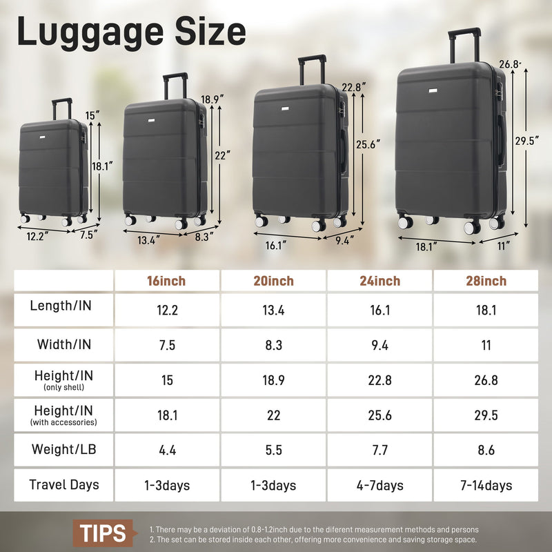 Hardshell Luggage Set 6 Piece With Duffel & Toiletry Bag