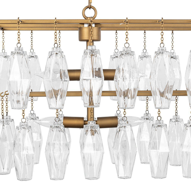 Tressia - Glass Round Chandelier - Brass