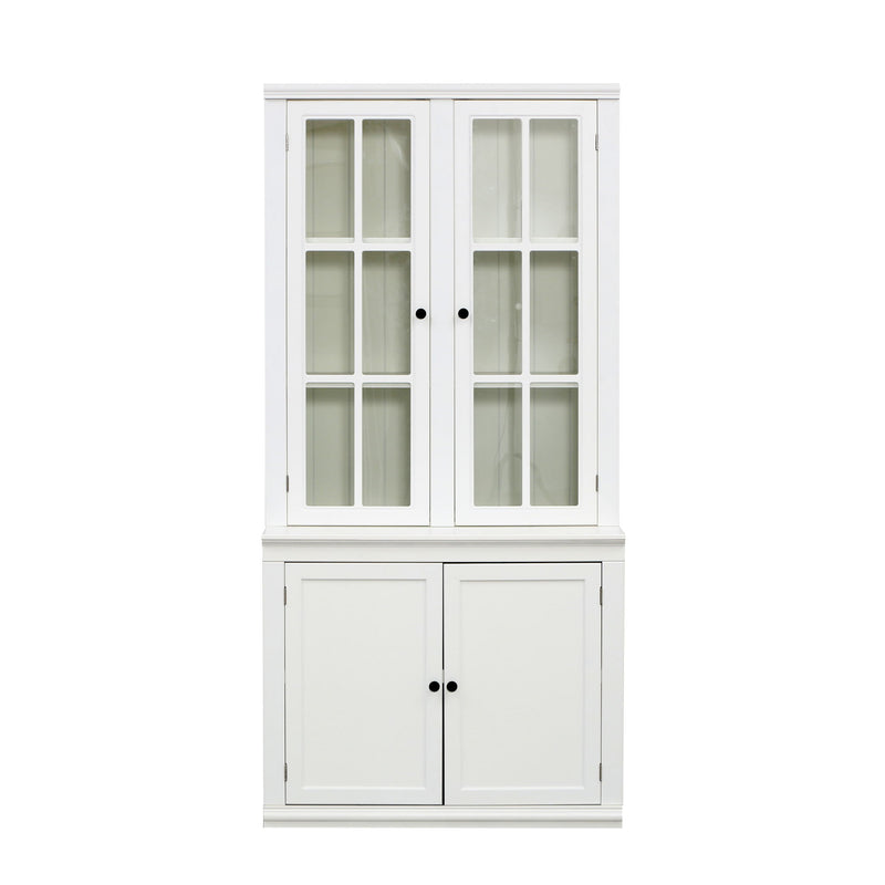 Retro Style Hutch Cabinet With Glass Door, China Cabinet For Home