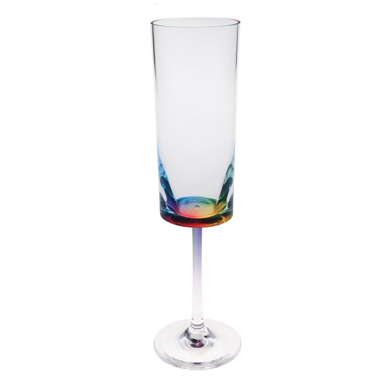 Halo - Oval Unbreakable Plastic Champagne Flutes Acrylic Wedding Glasses, 4Oz Capacity (Set of 4) - Clear