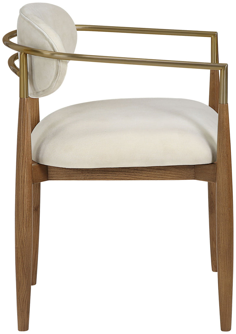 Riccio - Fabric Dining Arm Chair (Set of 2) - Walnut Frame