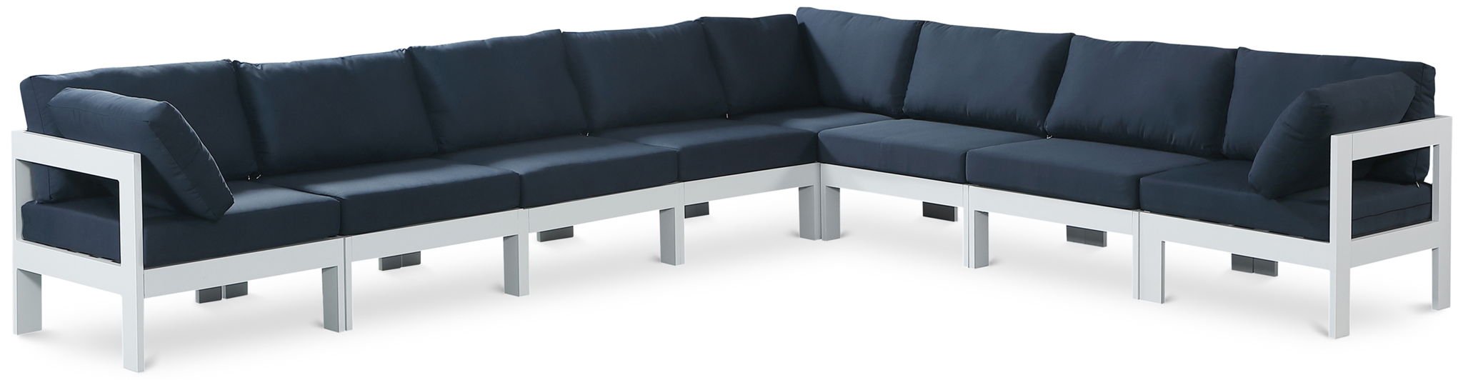 Nizuc - Outdoor Patio 8 Piece Modular Sectional With White Frame