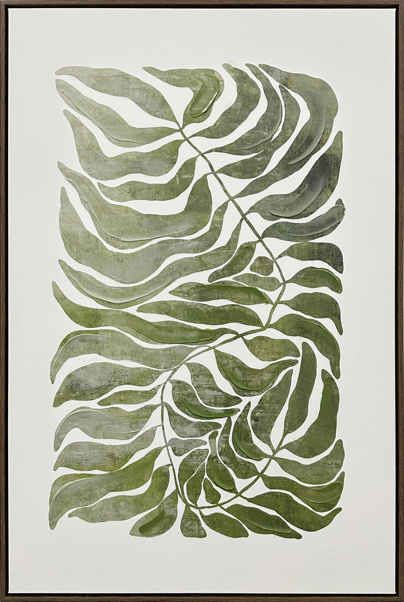 Frond Cadence I - 24 X 35 - Hand-Embellished Canvas In Frame - Green