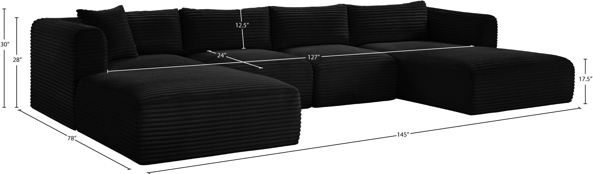 Shaggy - 5 Piece Modular Sectional With Chaise And Ottoman