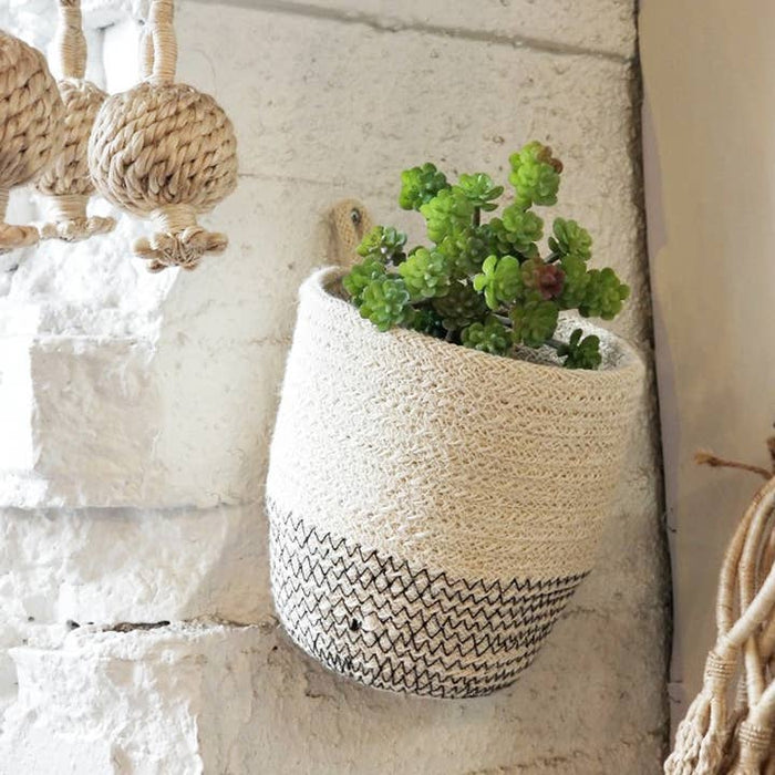 Handwoven Wall Basket | Amari Loop Bin | Black |Set of 2