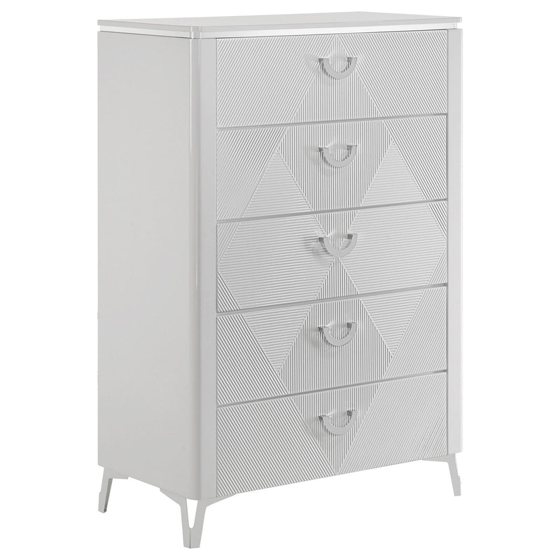 Buckley - 5 Drawer Chest - Gloss White