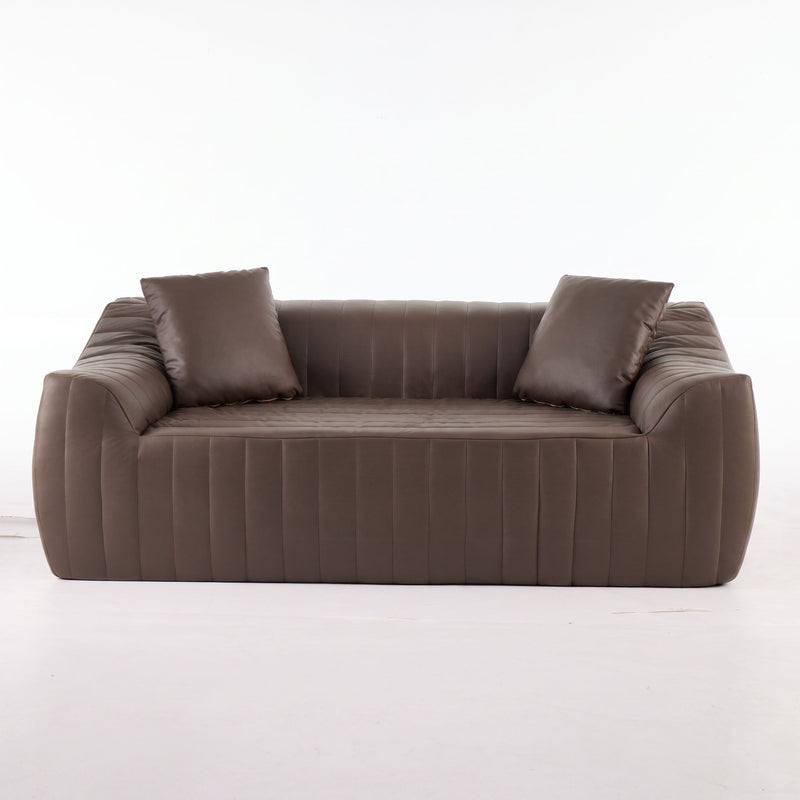 Oversized 2 Seater Loveseat With 2 Decor Throw Pillows, Deep Seat Sofa For Living Rooms
