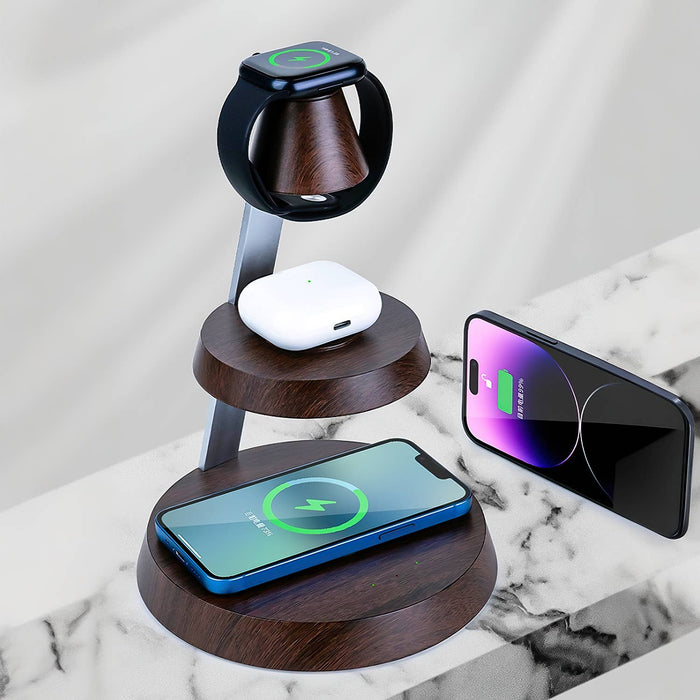 3-in-1 Tabletop Wireless Charger with Dimmable Night Light