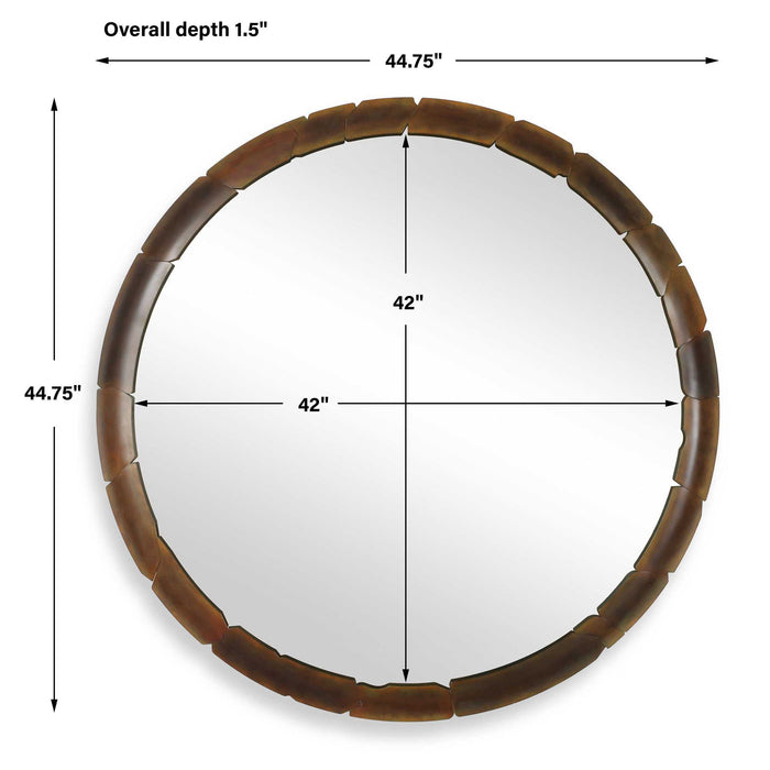 Auger - Amber Glass Round Mirror - Bronze