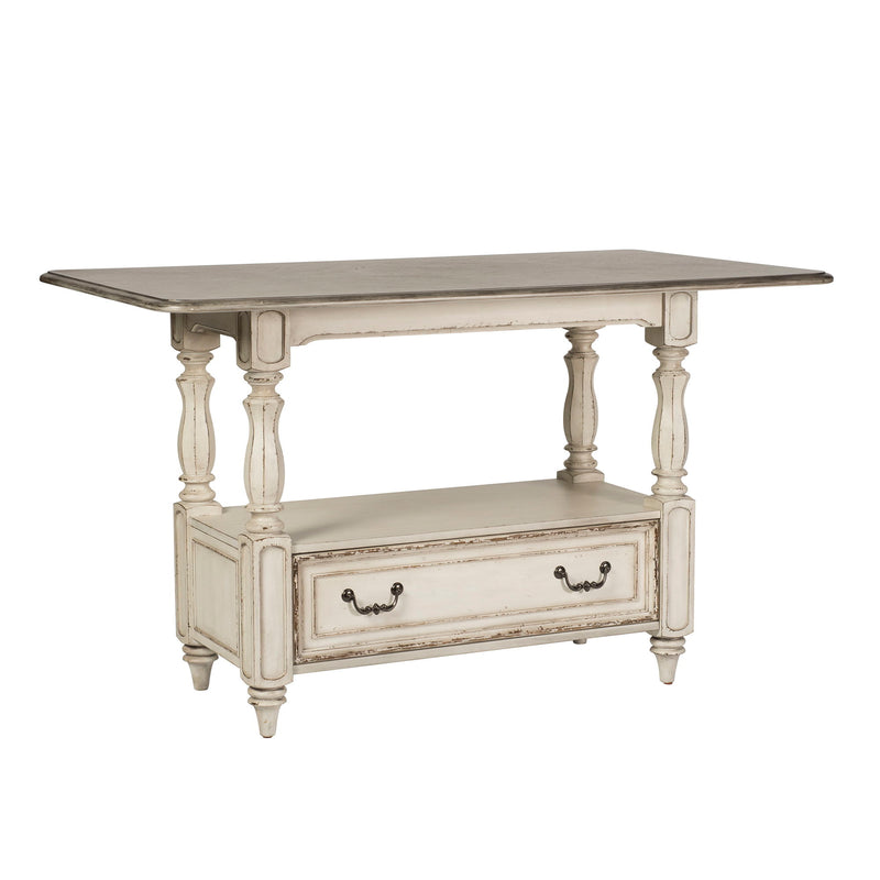 Magnolia Manor - 5 Piece Gathering Table Set - Antique White / Dark Brown