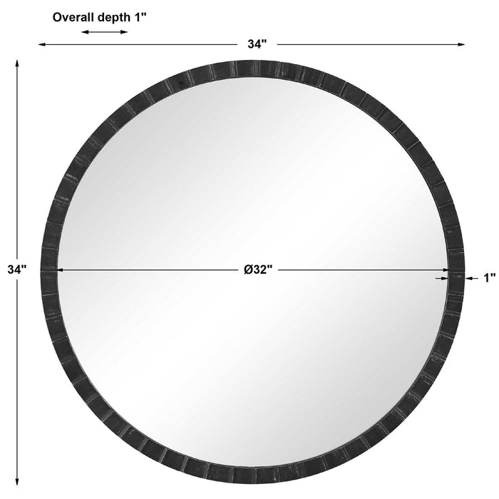 Dandridge - Round Industrial Mirror - Black