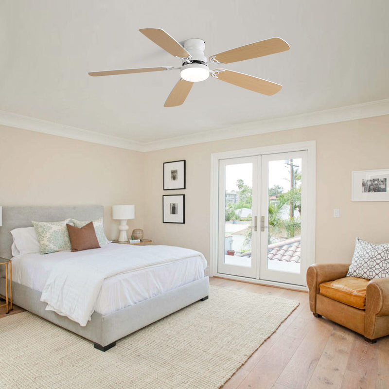 52" Ceiling Fan With LED Light, 6 Speed Remote Control, Reversible DC Motor